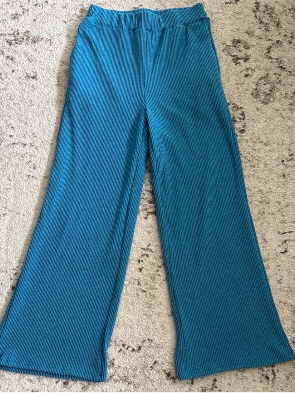 Women’s Teal Ribbed Wide-Leg Pants